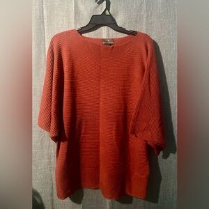 Fenn Wright Manson Sweater Women's 2X Brick Red Boat Neck 3/4 Sleeve Batwing
